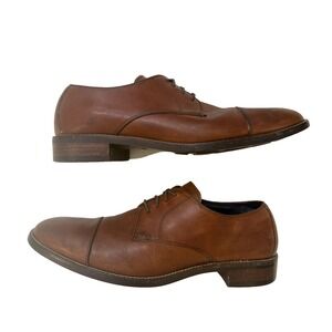 Cole Haan Oxford Dress Shoes Mens 9.5 Brown‎ Leather Cap Toe Preppy Dadcore